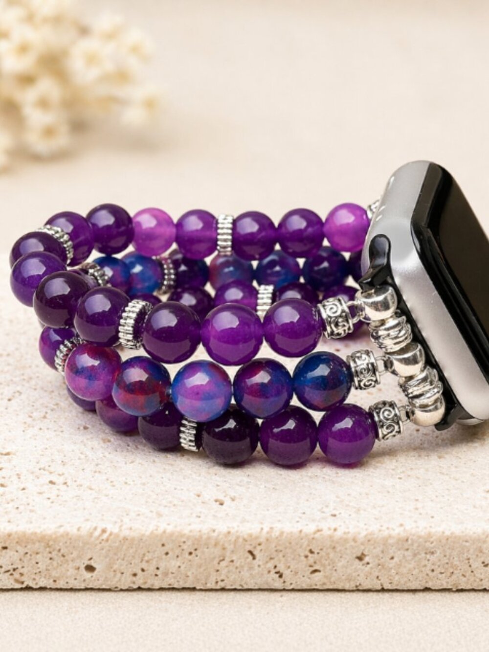 Apple Watch Band 38/40mm Amethyst Sugilite Beaded Crystal Boho Bracelet Strap